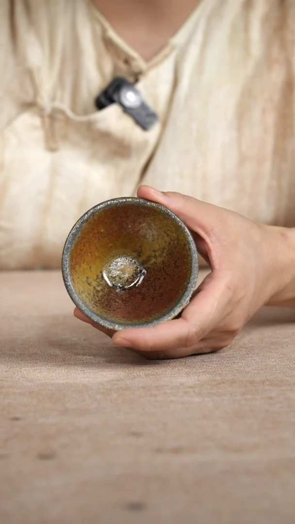 茶杯紫砂柴烧斗笠杯