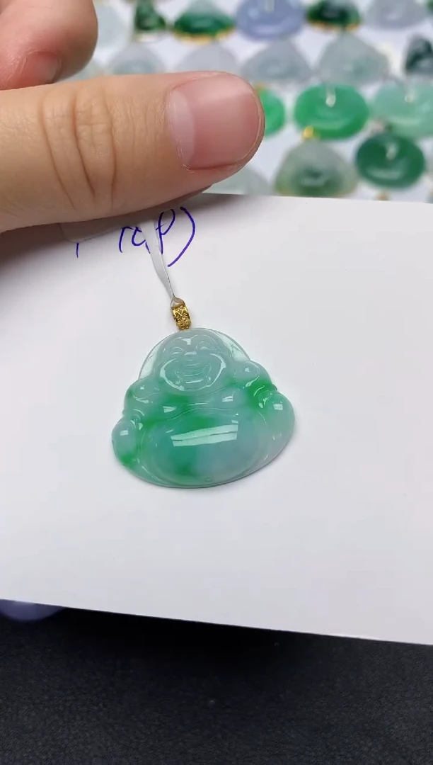 颈饰18K金镶嵌翡翠天然缅甸A货翡翠百元以上9元证书费自理