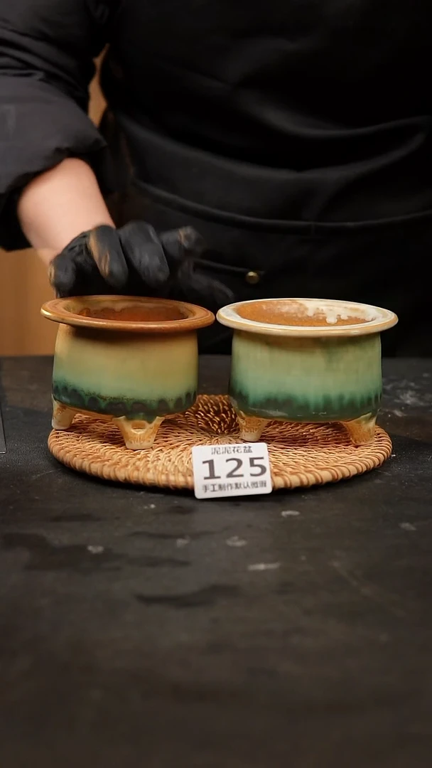 【闪购商品】瓷片125泥泥手工花盆口7.8高7.8