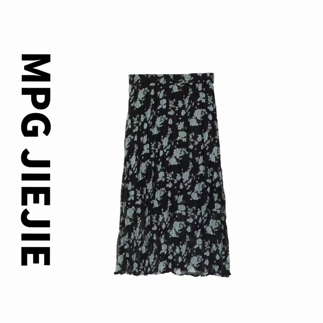 MPG JIEJIE【蝶恋花】25春夏女装黑色气质时尚百搭大码显瘦半身裙