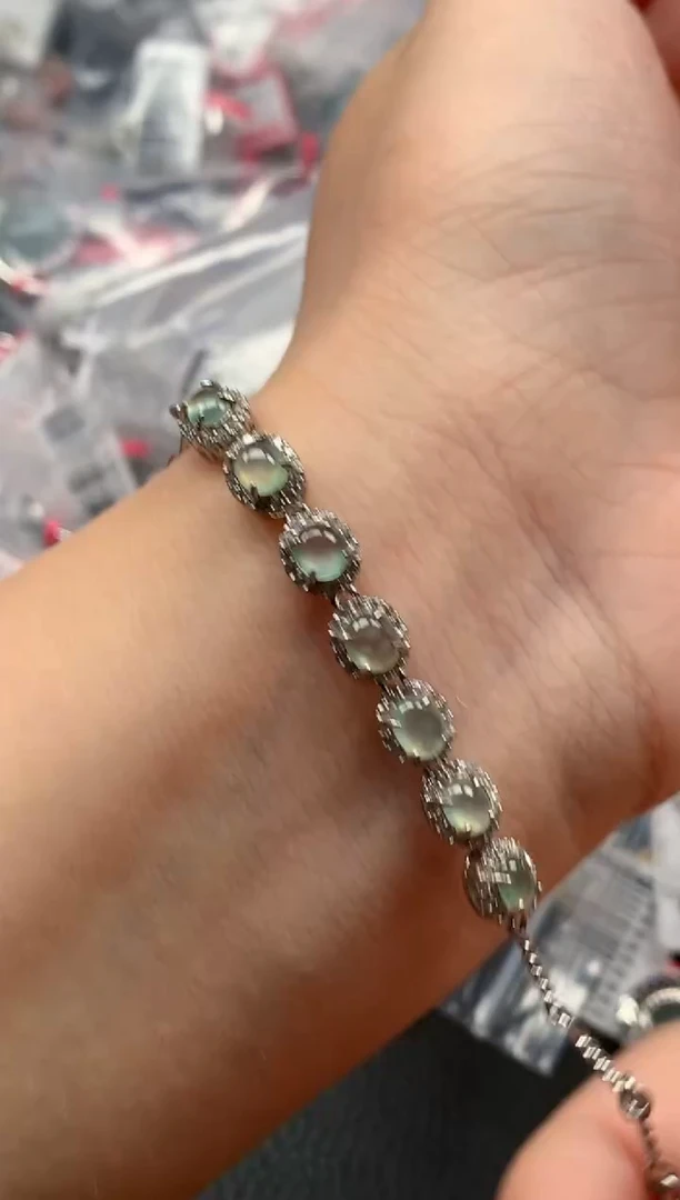 银S925镶嵌戒指翡翠天然A货缅甸翡翠