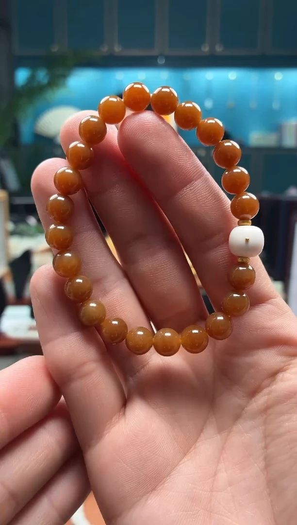 未镶嵌手串和田玉和田玉糖8mm圆珠