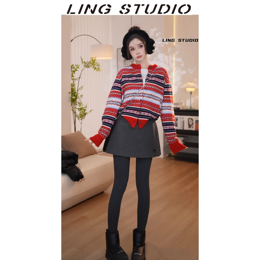 全绵羊毛-零零『浪漫心情』2025春季时尚费尔岛开衫毛衣4122703