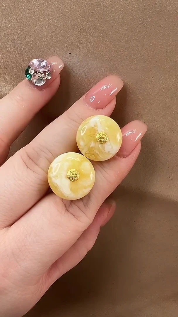 琥珀颈饰未镶嵌耳环