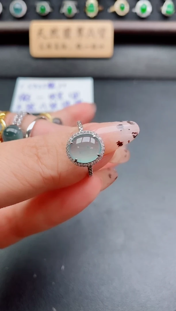 银S925镶嵌戒指翡翠1