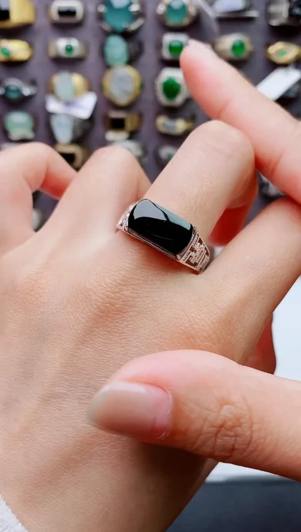 未镶嵌戒指翡翠天然翡翠男戒