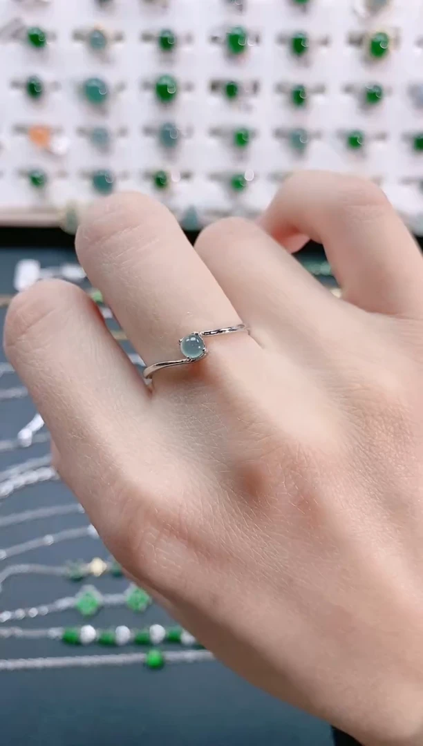 【闪购商品】翡翠戒指银S925镶嵌天然翡翠