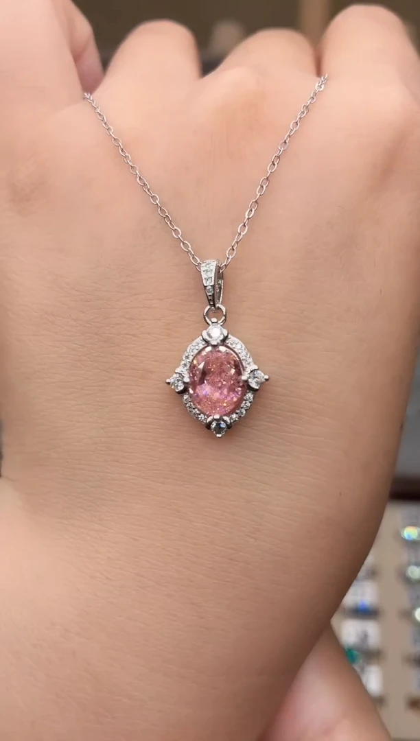 吊坠(赠链)彩色蓝宝石银S925镶嵌000