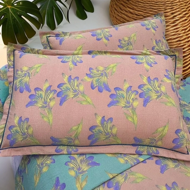 【织梦花舞】亲肤棉双层纱枕套（一对两只）