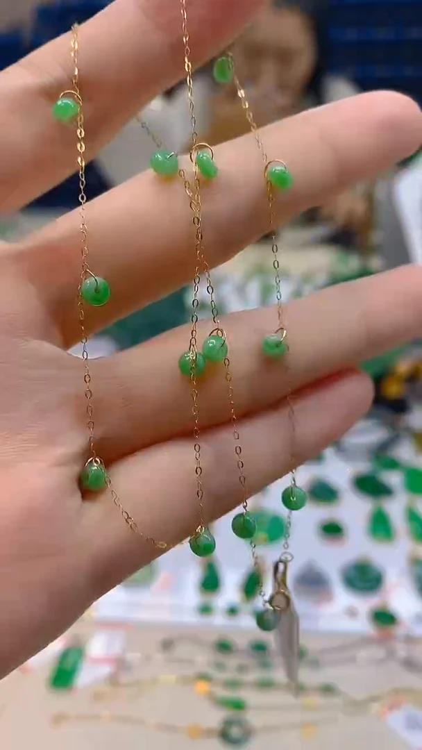 颈饰18K金镶嵌翡翠新号开播 全场乱卖