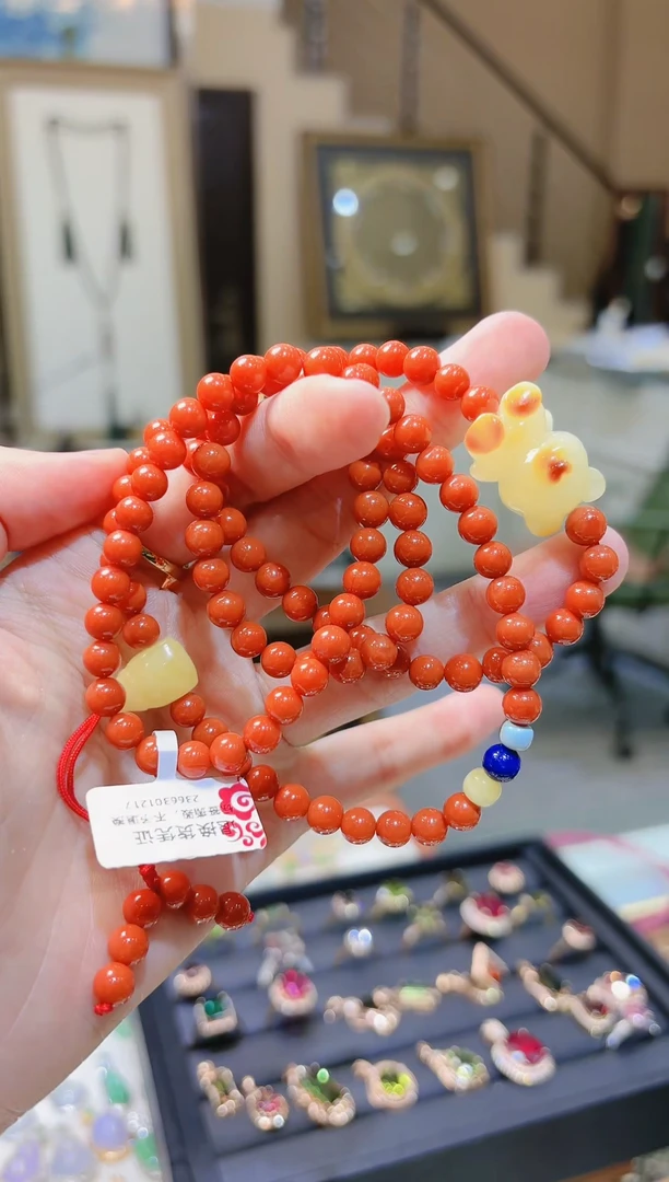 【闪购商品】南红玛瑙项链未镶嵌蜜蜡熊三通南红项链