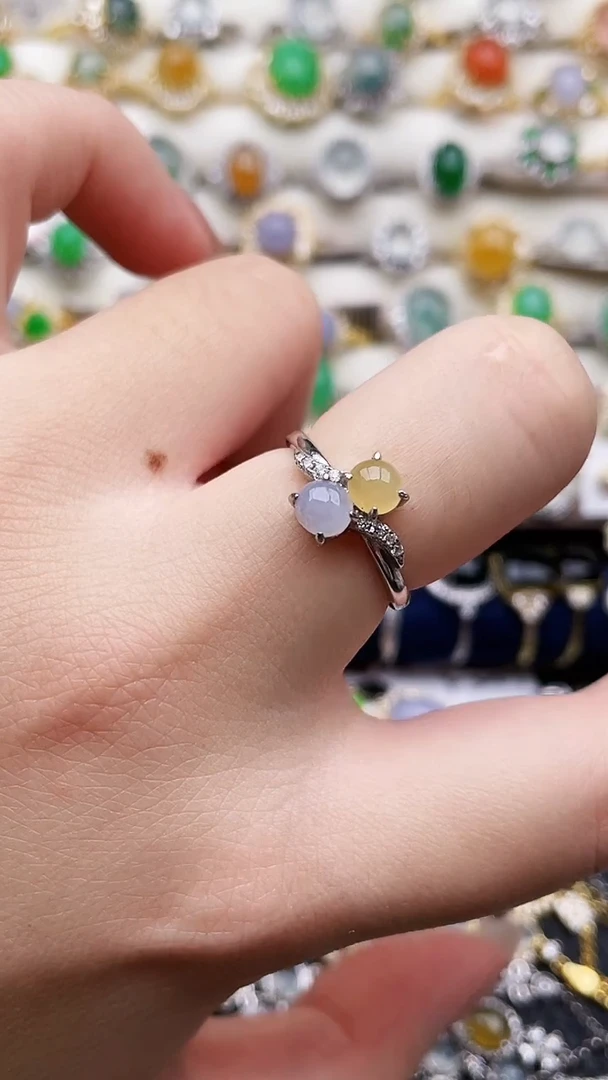 银S925镶嵌戒指翡翠7