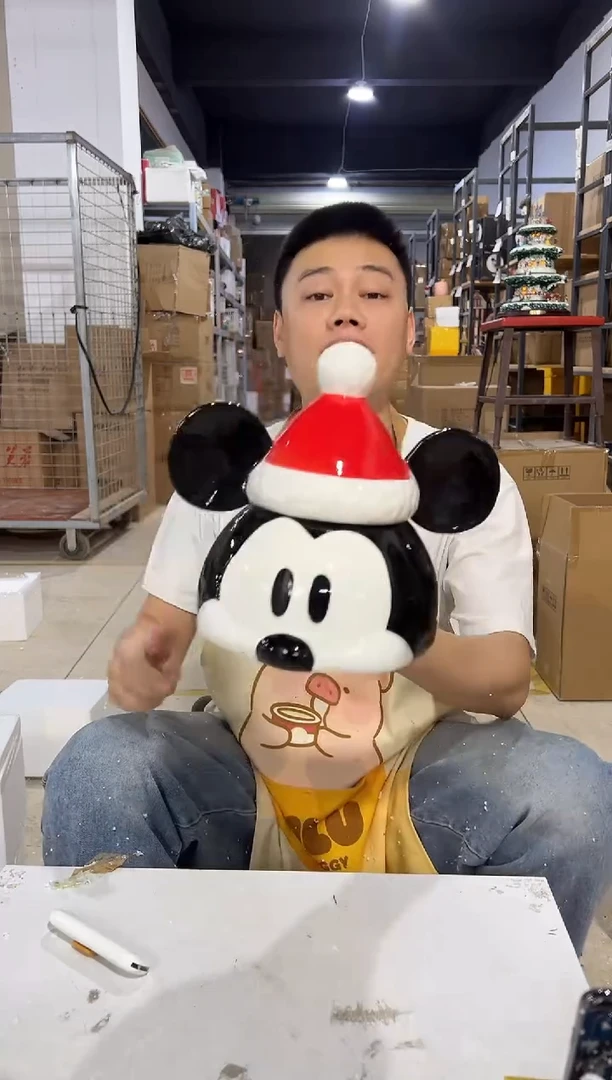 瓷片b款小号圣诞米奇头罐