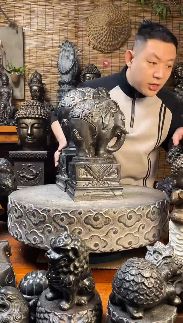 石材天然青石雕刻42象墩