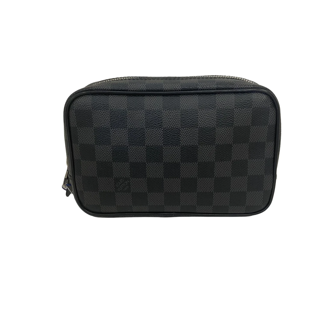 99新 LouisVuitton/路易威登 男士时尚百搭黑棋盘格手拿包/020