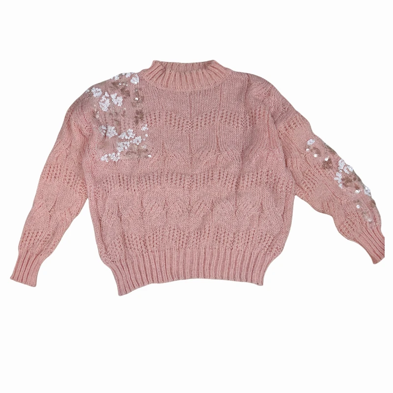 学院风时尚镂空毛针织衫极简风网红薄款圆领秋季亮片设计款上衣女