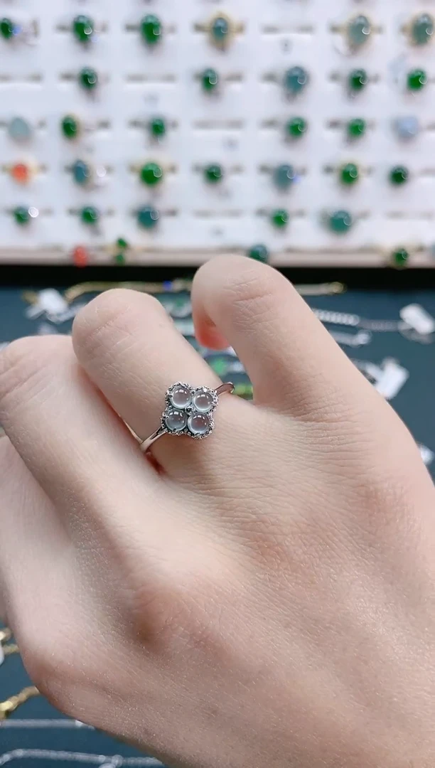 【闪购商品】翡翠戒指银S925镶嵌天然翡翠