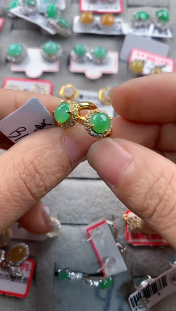 银S925镶嵌戒指翡翠5555---3