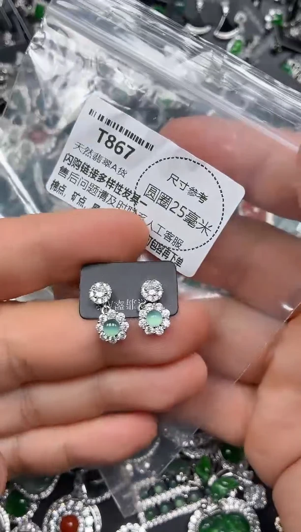 翡翠未镶嵌颈饰T867耳钉