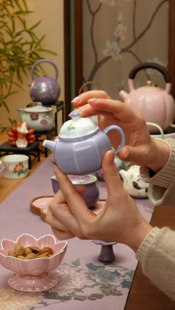 【闪购商品】【领丰茶具福力】紫色八方壶