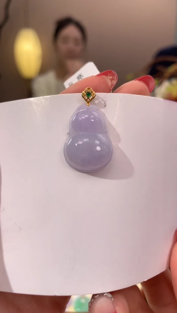 【闪购商品】翡翠颈饰18K金镶嵌天然缅甸a货翡翠
