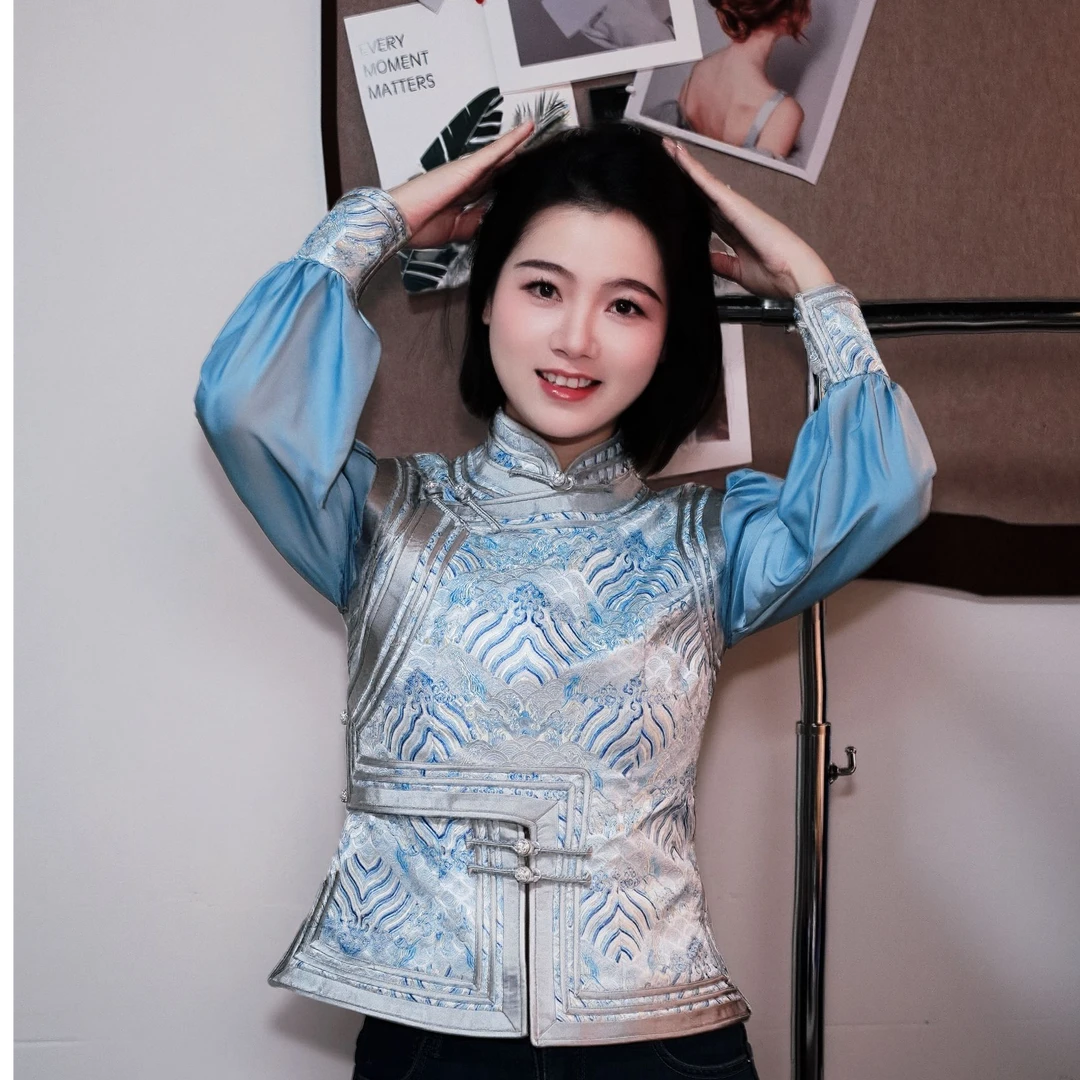 新款纱袖马甲民族风服饰新款显瘦上衣蒙古族元素女装高级感时尚