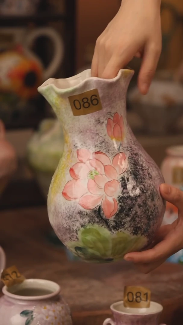 陶瓷086景德镇设计师手作花器摆件侘寂风