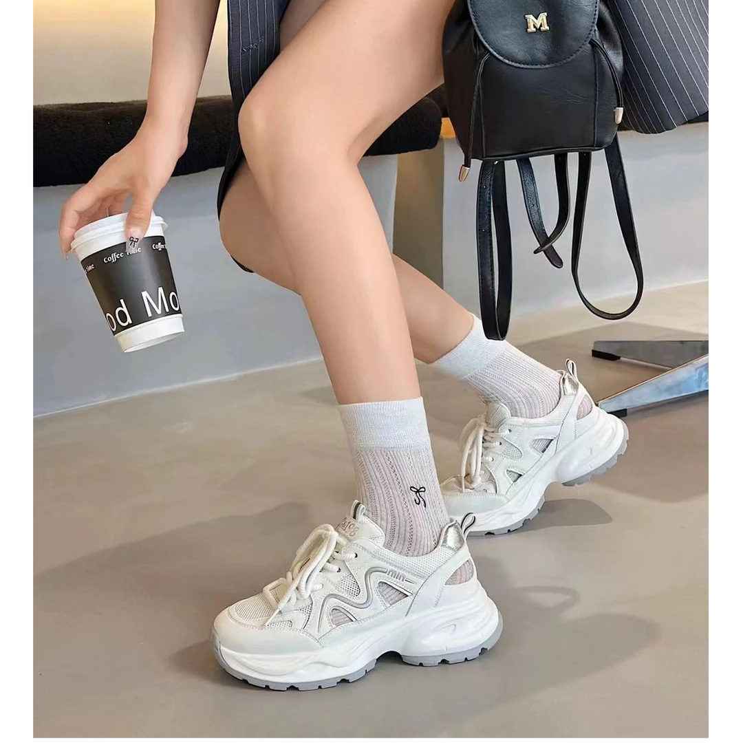 镂空新款老爹鞋女厚底增高休闲运动鞋百搭透气网面小白鞋256