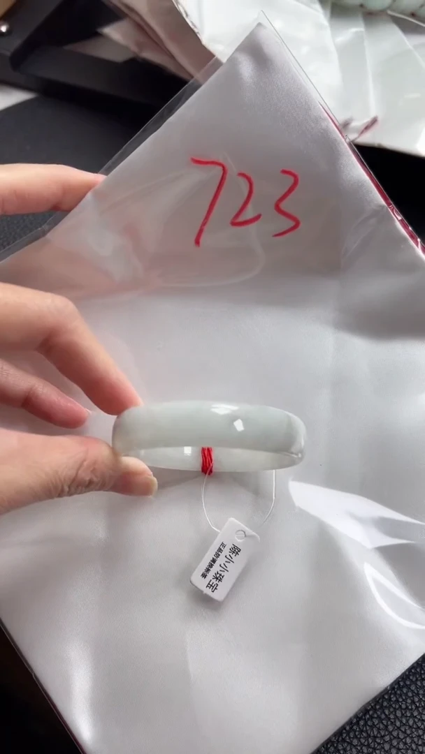 【闪购商品】翡翠手镯未镶嵌圈口52.5白月光