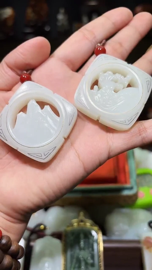 未镶嵌和田玉挂件山水有相逢