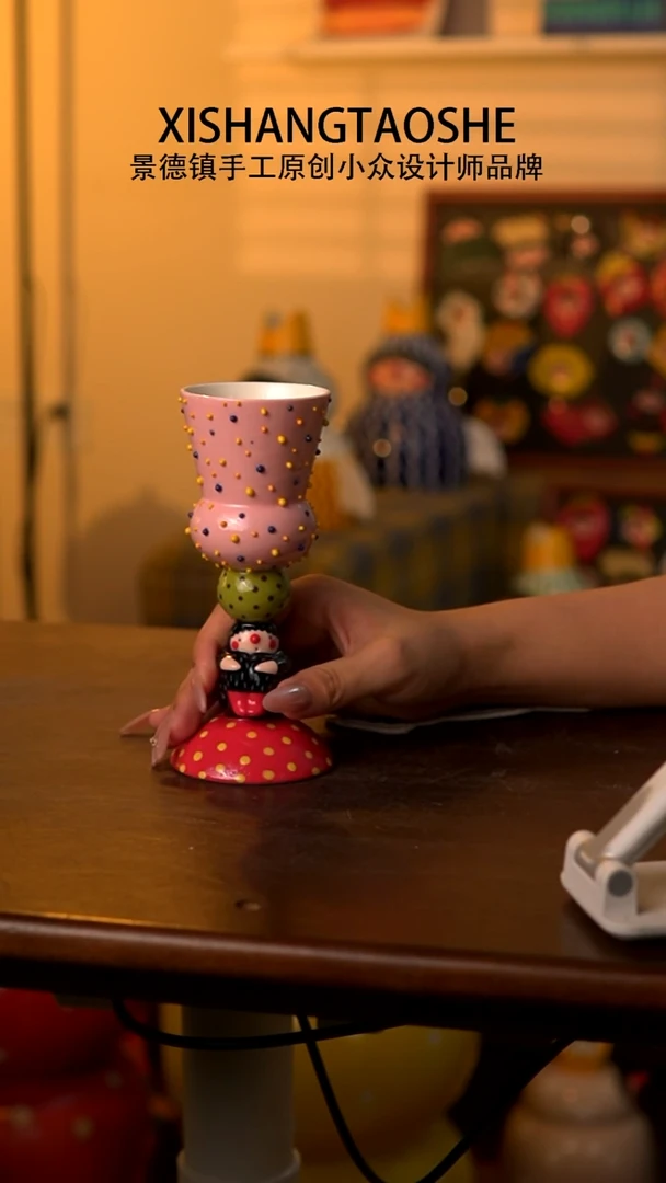 .385喜上陶社高脚杯子