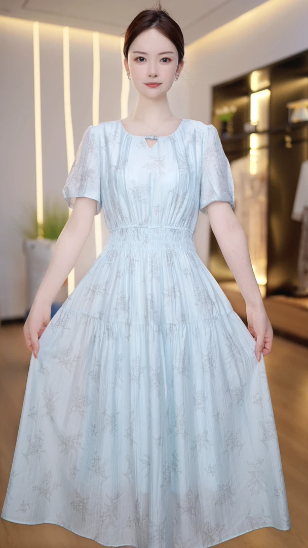 高级感洋气短袖连衣裙女2025夏装新款妈妈装显瘦时尚气质长裙子