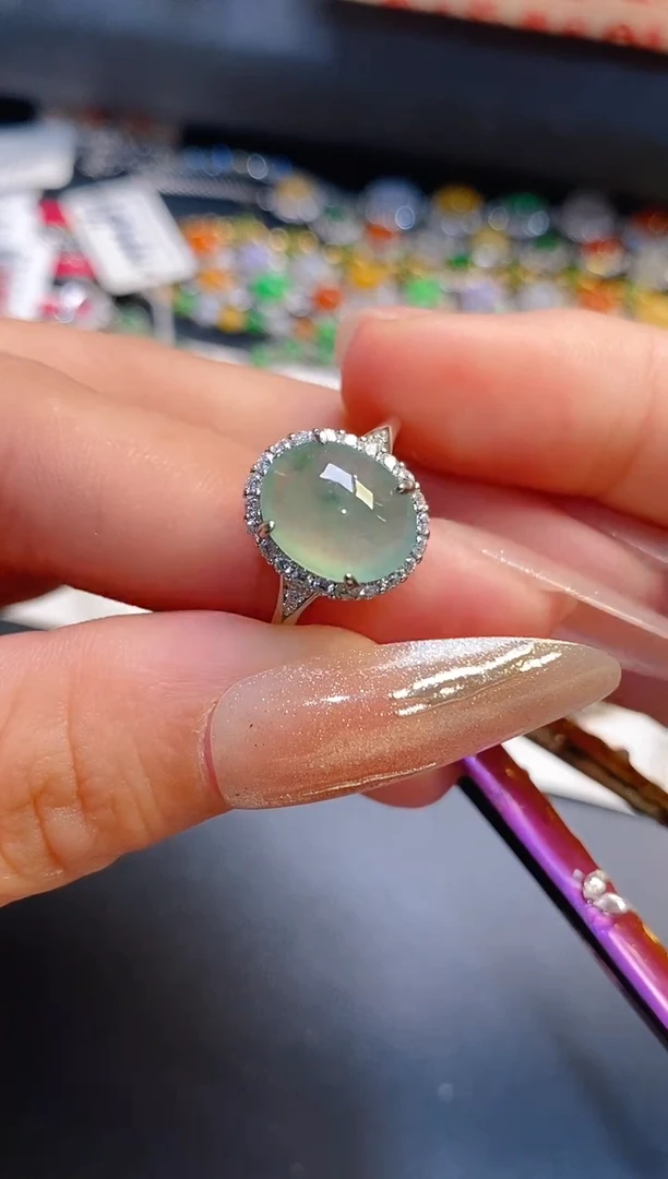 银S925镶嵌戒指翡翠天然