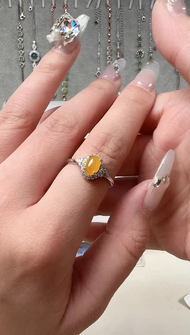 【闪购商品】翡翠戒指银S925镶嵌缅料a货翡翠戒指s925镶嵌