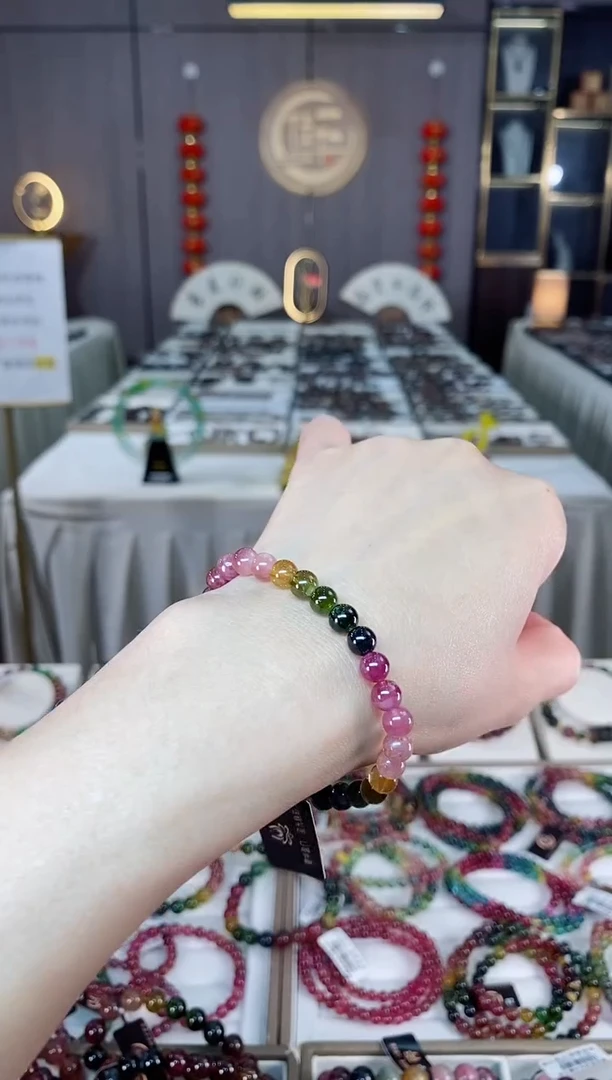 未镶嵌老矿碧玺彩虹单圈手串5mm+碧玺多样性发一条hon