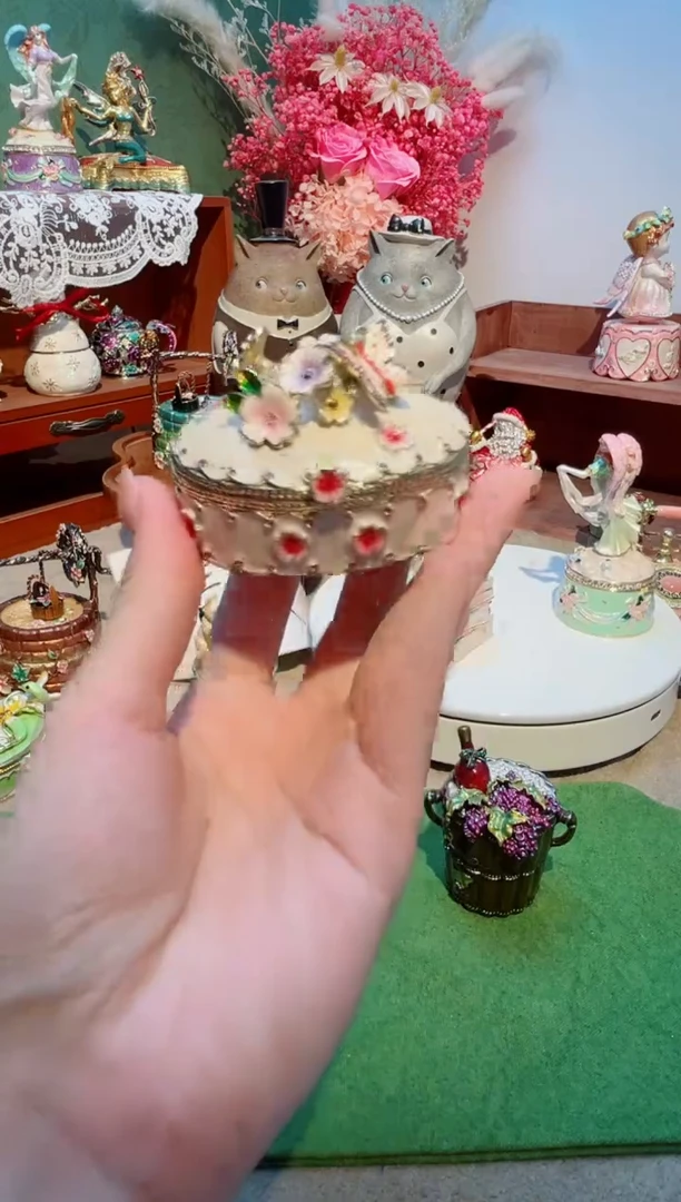 瓷片福利微瑕中古款高质珐琅彩合金摆件首饰盒