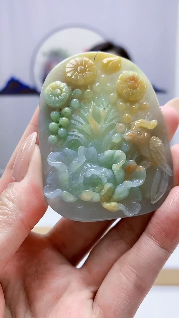 未镶嵌定制翡翠5160MM-毛货挂件39