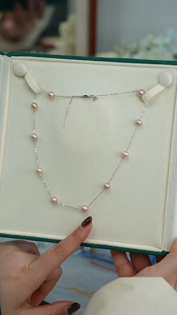 【闪购商品】淡水珍珠项链银S925镶嵌紫珠满天星 7mm