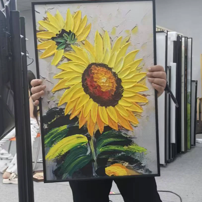 油画向日葵餐厅卧室挂画4060