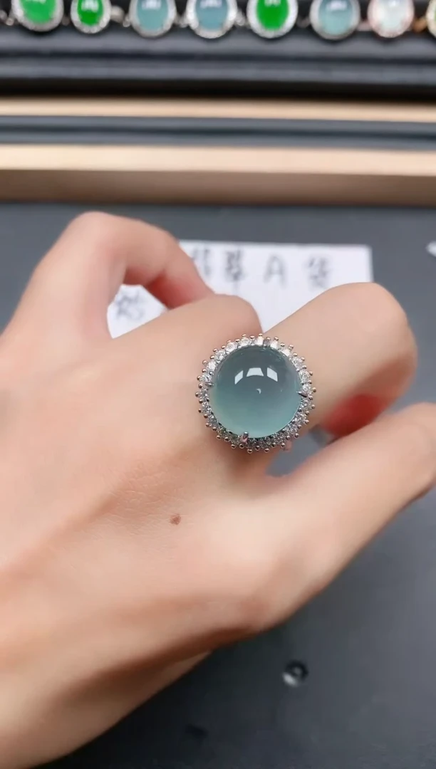 翡翠戒指银S925镶嵌1111
