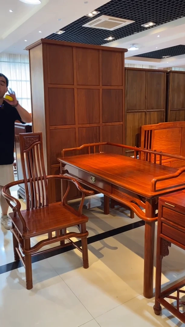 花梨木类成套家具国标红木 大果紫檀学习桌1.46*68*78 两件套