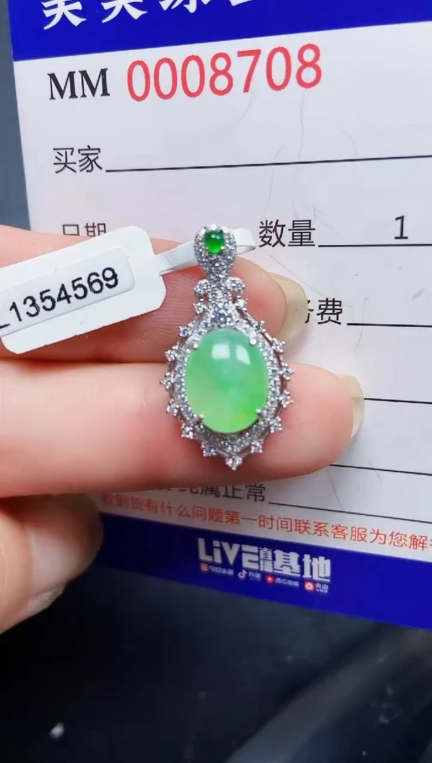 翡翠银S925镶嵌颈饰8708