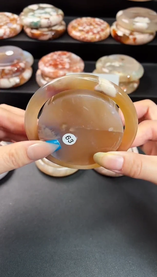 手镯玛瑙/玉髓未镶嵌石英质玉64圈63/64带(赠送镯心)