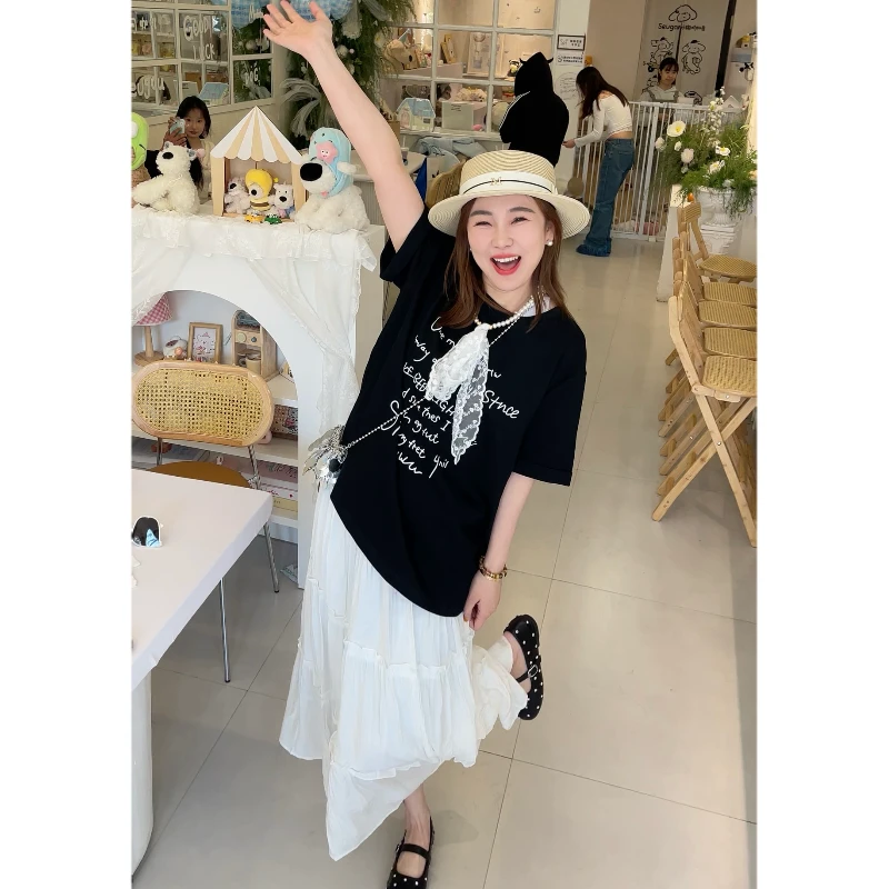 青青·STUDIO〖百搭半裙〗春款大码设计感甜美仙女白色蛋糕裙S25088