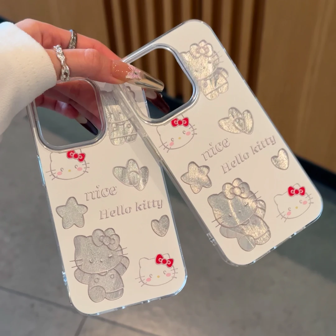 欧克里里羽纱爱心星星Kitty适用苹果16手机壳华为P70vivo小米oppo
