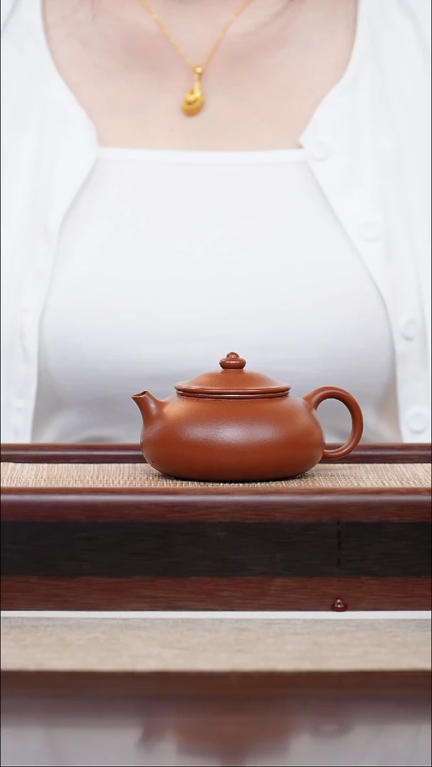 朱泥寒江孔老师180cc宜兴手工紫砂壶