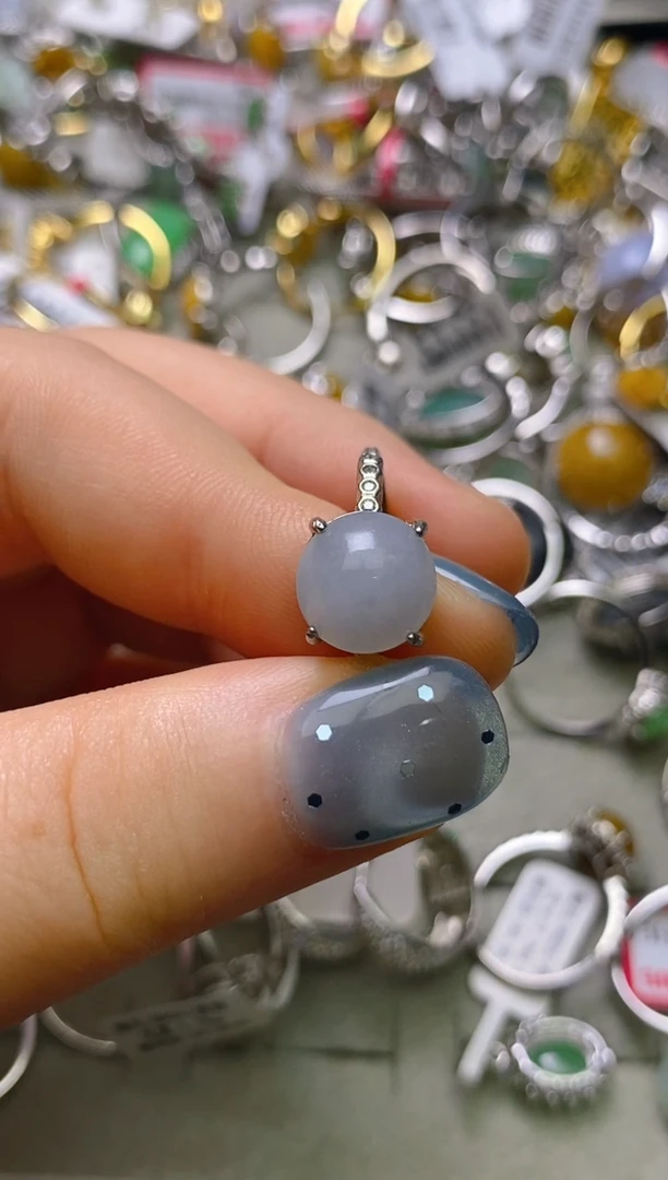 银S925镶嵌戒指翡翠百内无证书