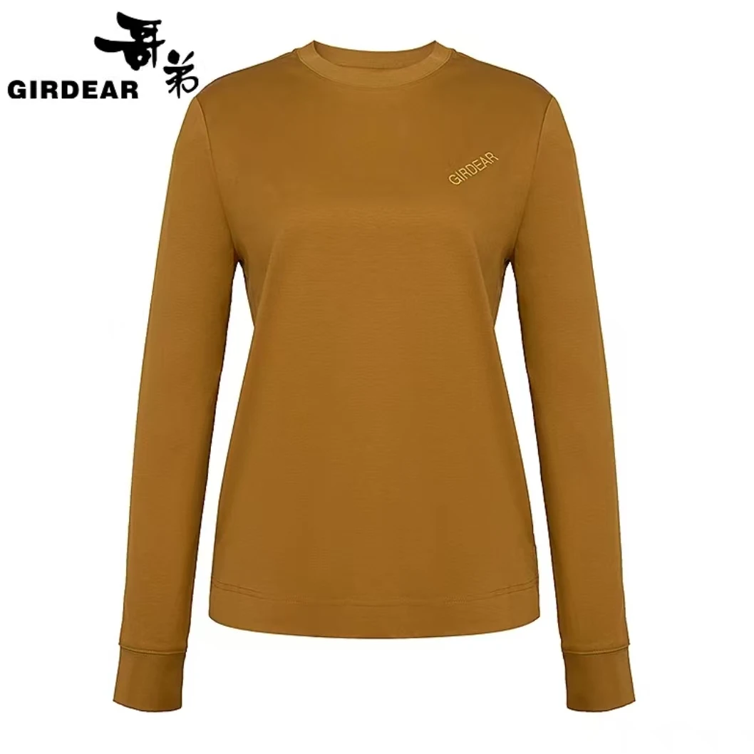 哥弟 品质女装经典百搭舒适通勤新款圆领手工刺绣长袖T恤130040