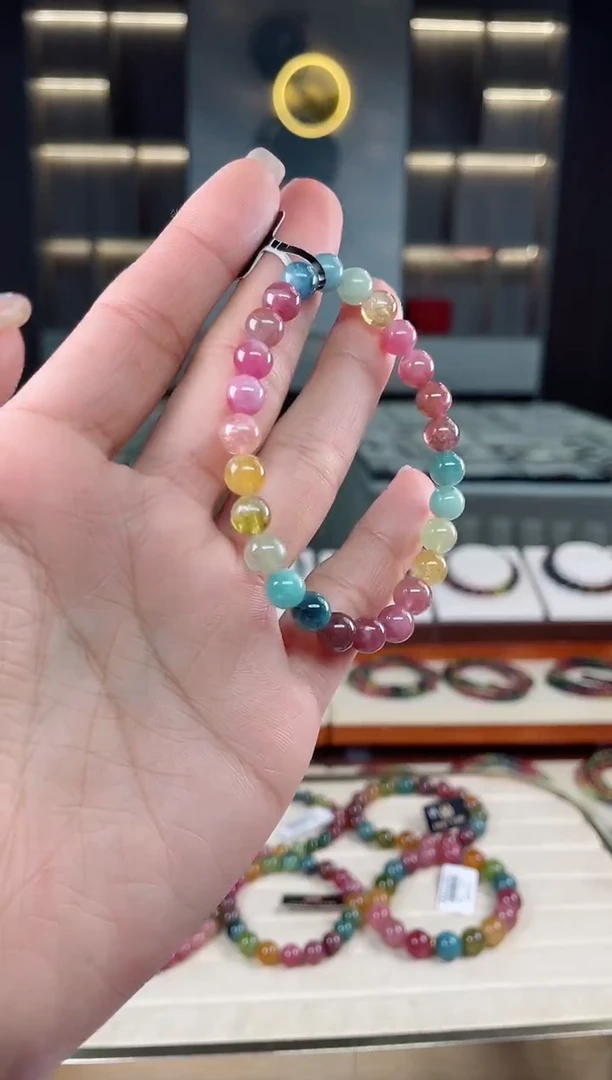 未镶嵌老矿碧玺彩虹单圈手串7mm+碧玺（多样性发一条）T