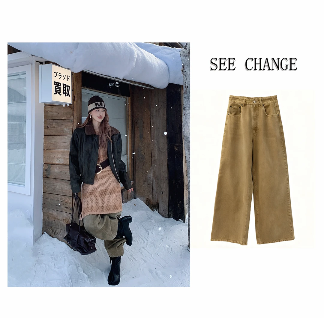 【SEE CHANGE25F/W】小众买手店复古水洗做旧直筒宽松牛仔裤 C025